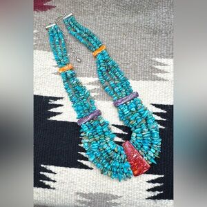 Jay King Southwest Sterling Turquoise Spiny Oyster Multi Strand Beaded Necklace